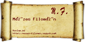 Mózes Filomén névjegykártya
